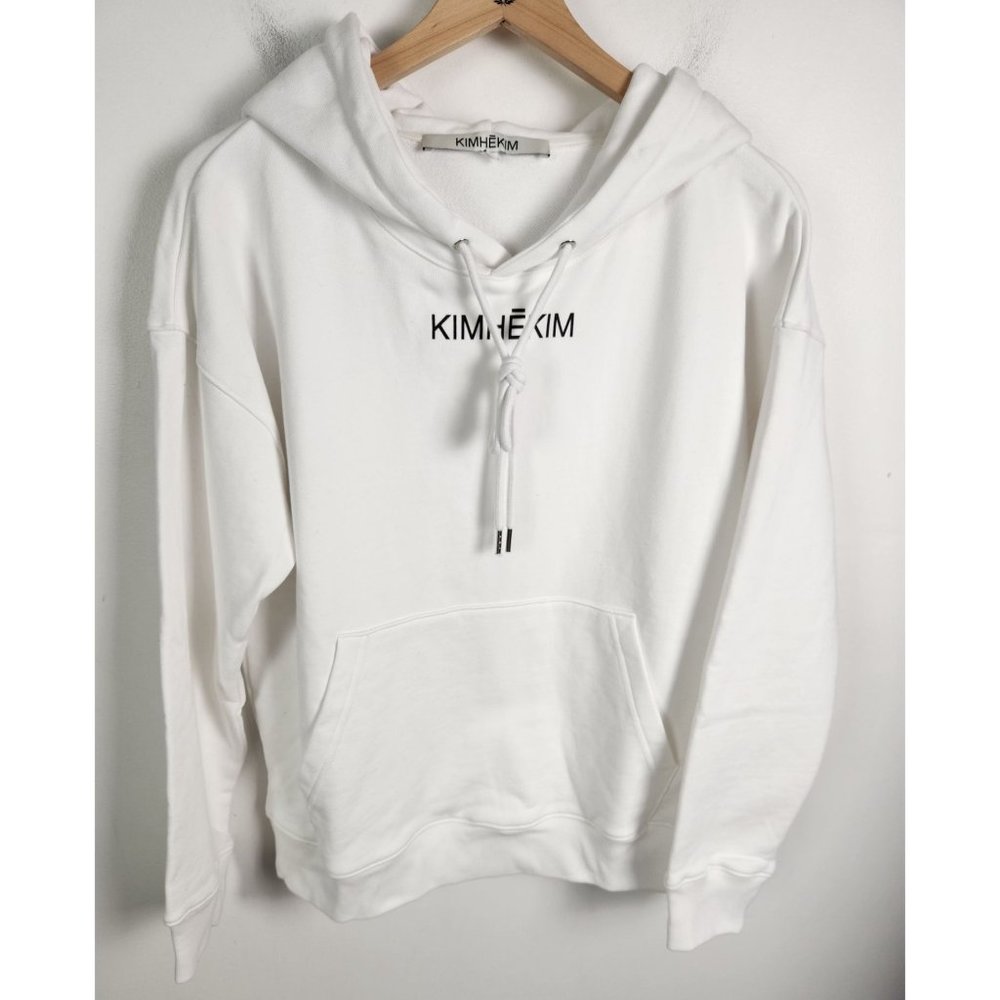 KIMHEKIM Women's Sz. S White & Black Logo Hoodie NWOT